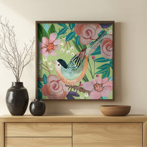 Bird and Florwers Poster