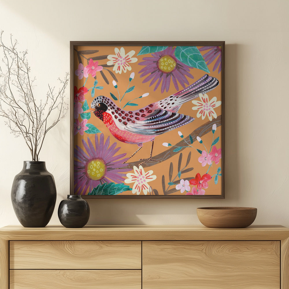 Bird and Flowers Poster