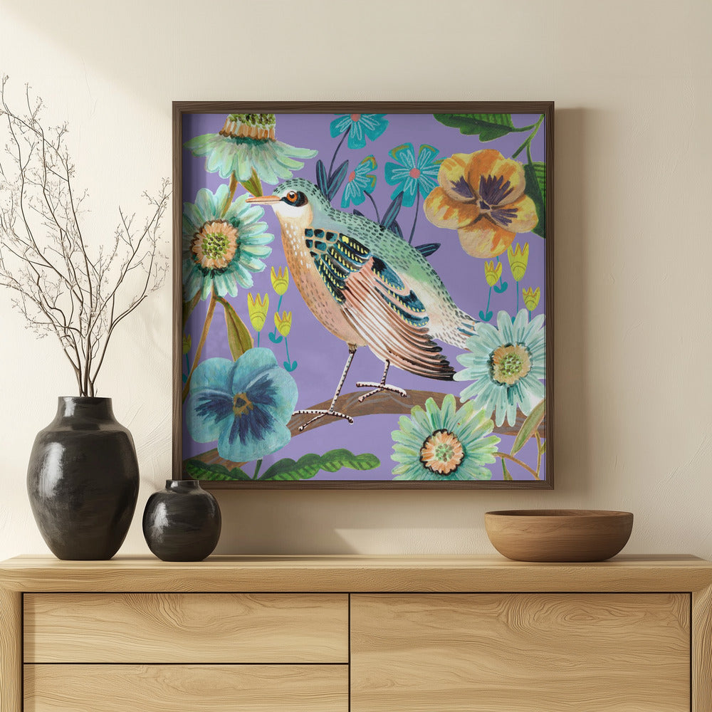 Bird and Flowers Poster