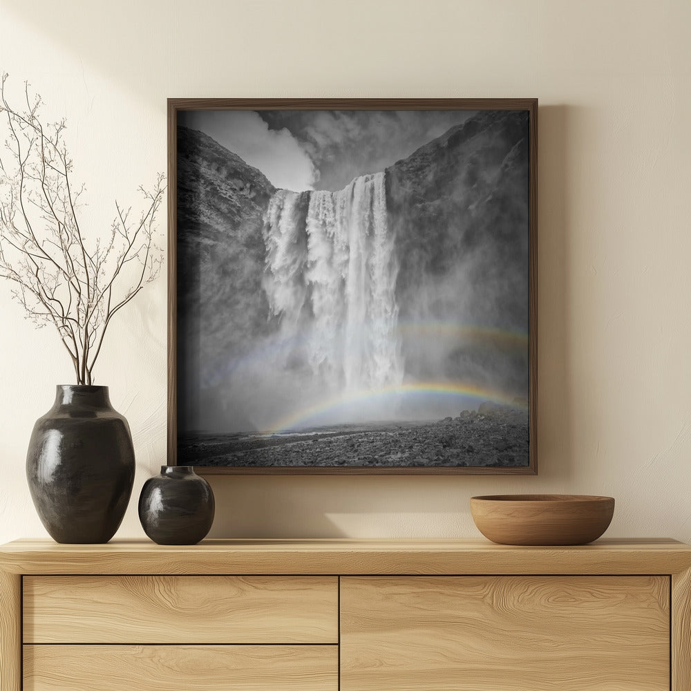 ICELAND Skogafoss double rainbow Poster