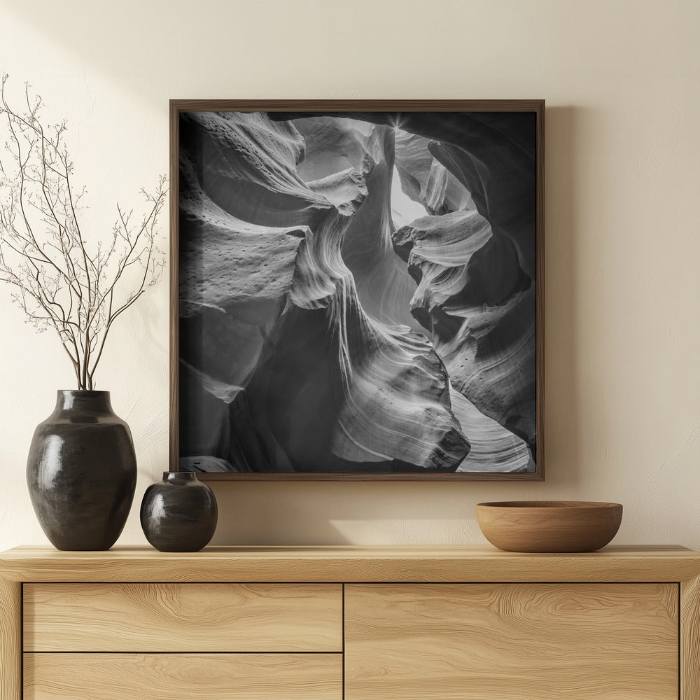 MONOCHROME ANTELOPE CANYON Rock Formation Poster