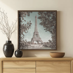 PARIS Eiffel Tower &amp; River Seine | urban vintage style Poster