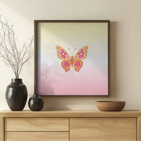 Colorful floral butterfly Poster