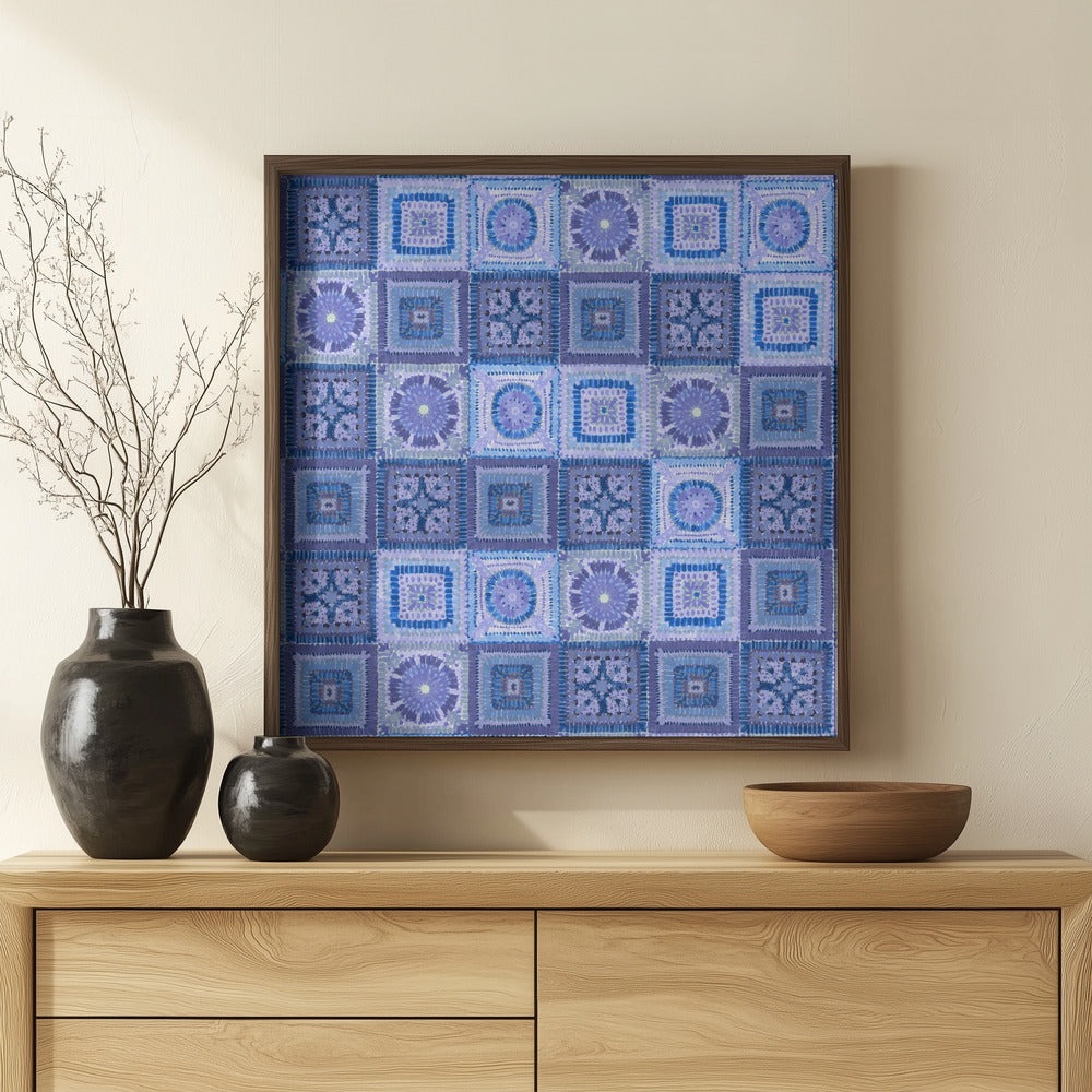 Granny squares blanket in blue Poster