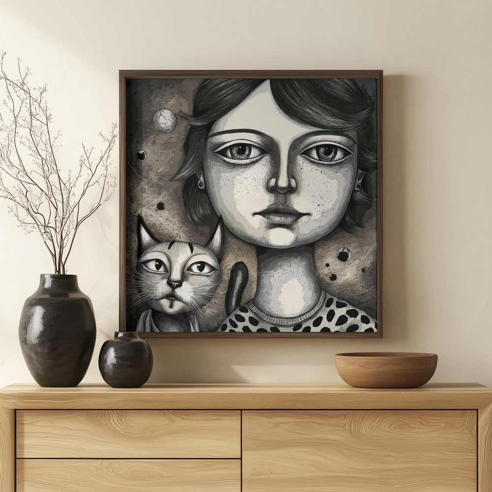 Girl and the Cat Poster