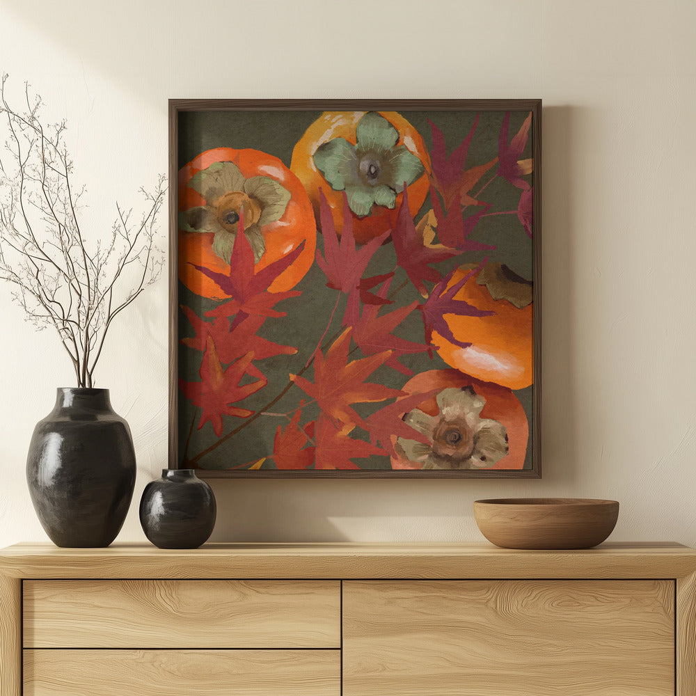 Persimmons and Maple Branch Poster