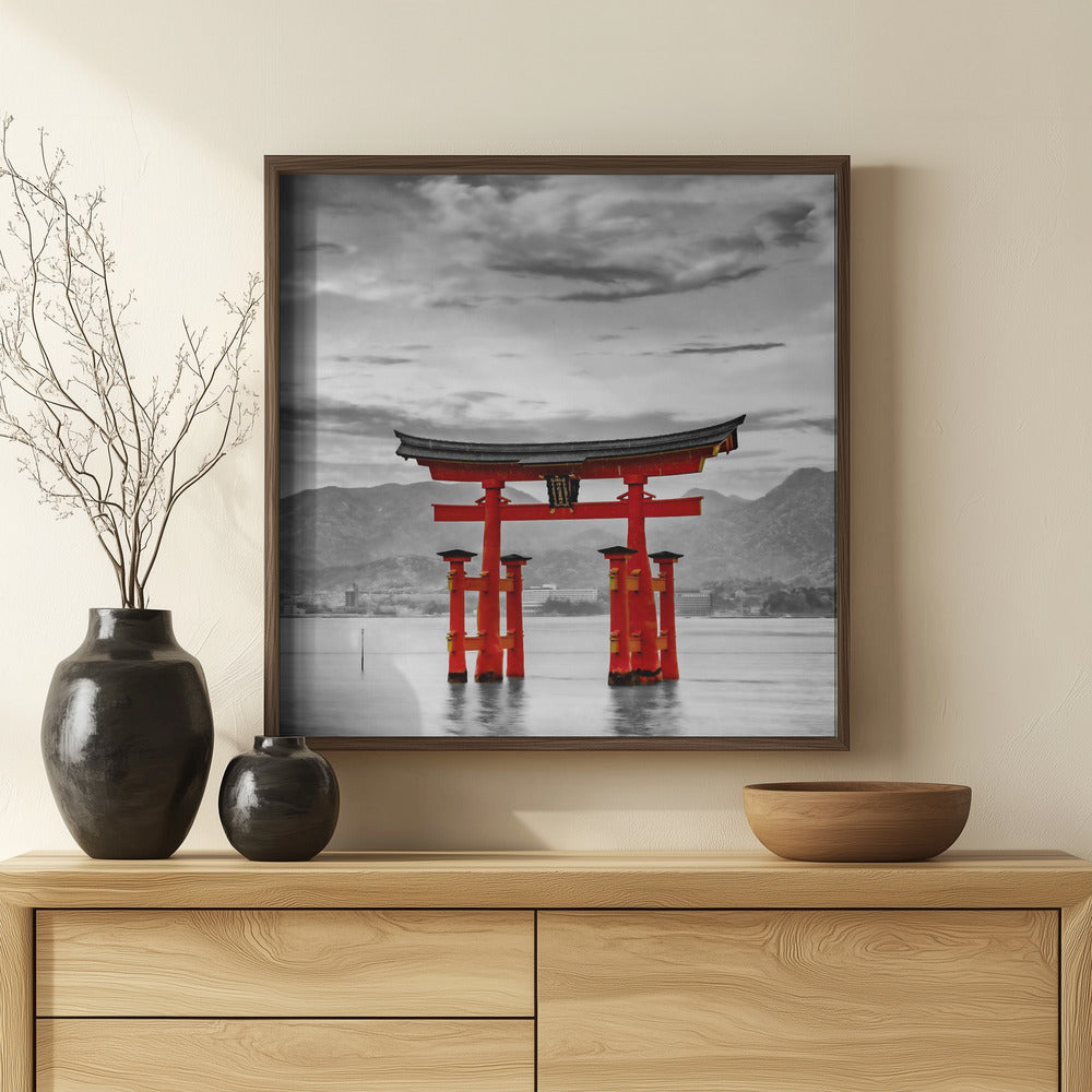 Torii of Itsukushima Shrine on Miyajima - colorkey Poster