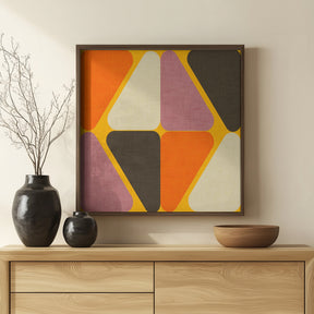 Retro Color Block Triangle Orange Poster