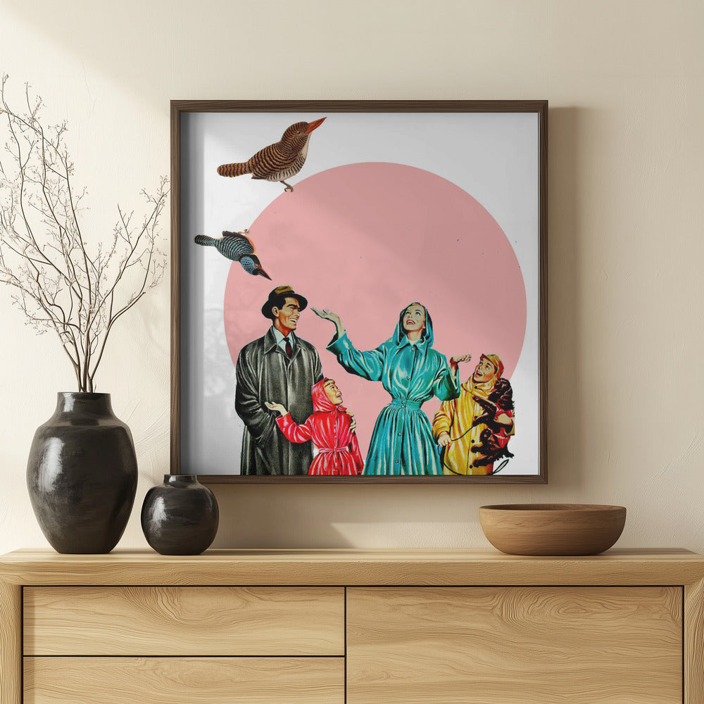 Happy Family- Surreal Collage Poster