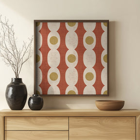 Retro Mod Geo Chain - Rust Red - Mid Century Modern Poster