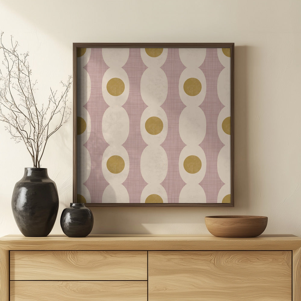 Retro Mod Geo Chain - Mauve - Mid Century Modern Poster