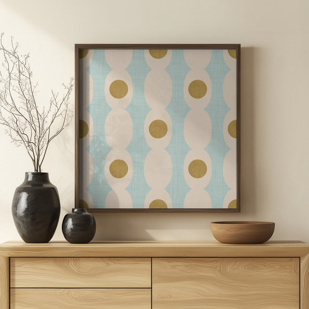 Retro Mod Geo Chain - Baby Blue - Mid Century Modern Poster