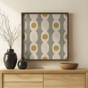 Retro Mod Geo Chain - Muted Olive - Mid Century Modern Poster