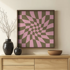 Twirly - Checkerboard - Pink and Brown Poster