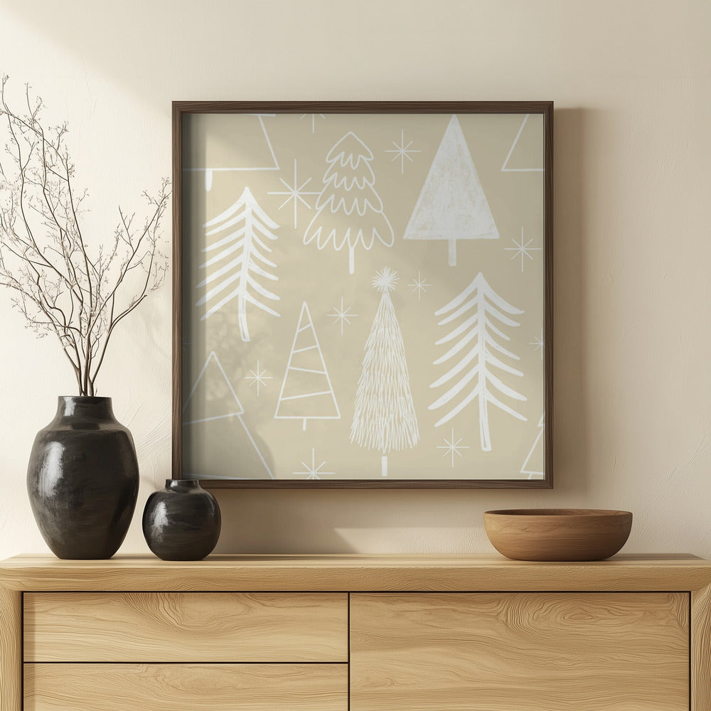 Christmas Tree Evergreen - Tree - Pine Tree Beige Poster