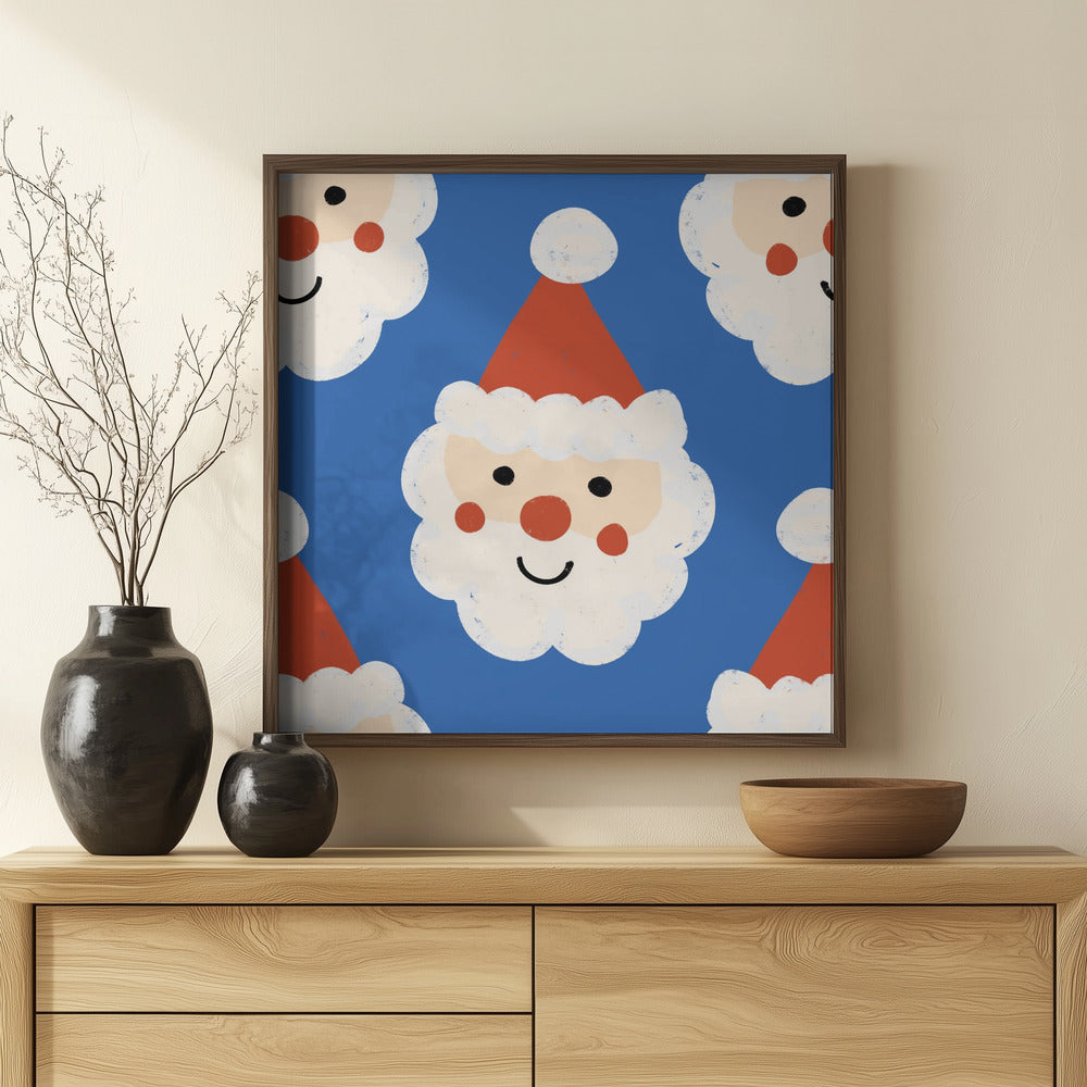 Santa Claus Retro Bold Blue Poster