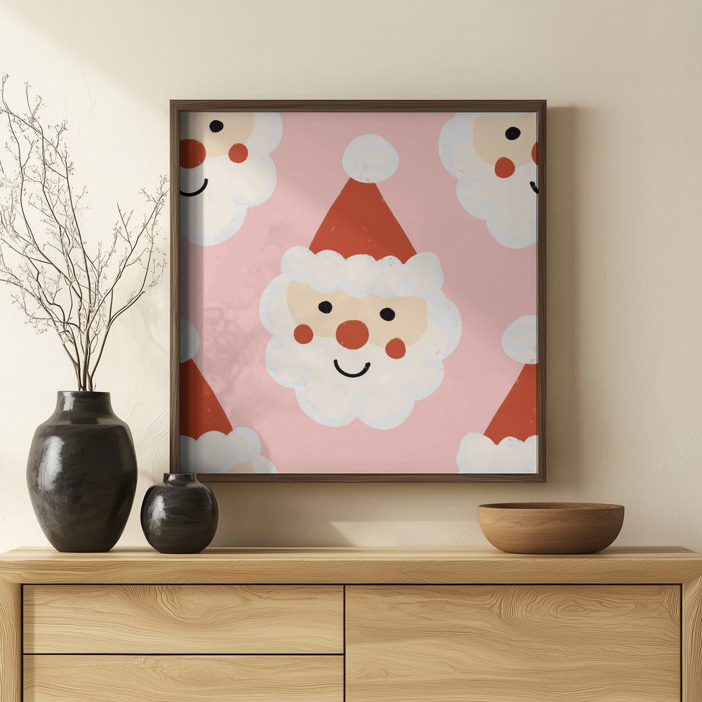 Santa Claus Retro Bold Pink Poster