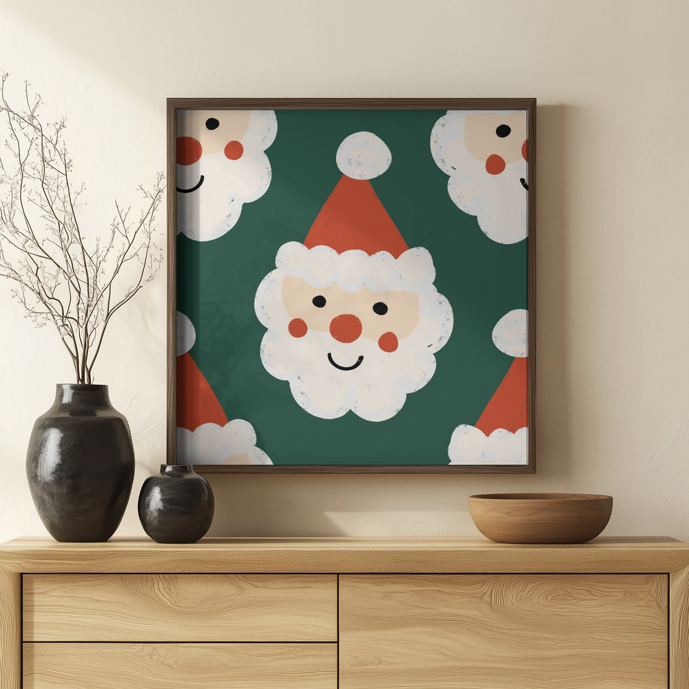 Santa Claus Retro Bold Green Poster