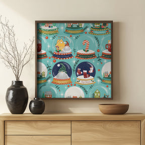 Christmas Snow Globe Baby Blue Poster