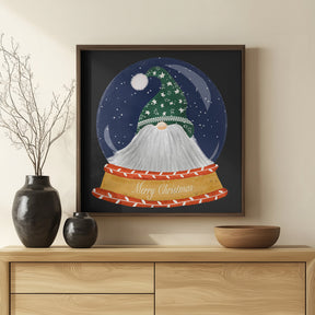 Christmas Santa Gnome Snow Globe - Merry Christmas Poster