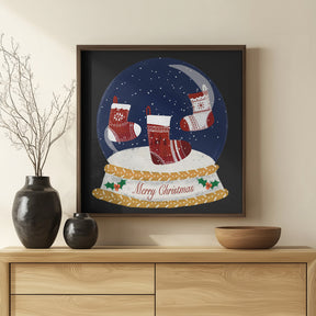 Christmas Stocking Snow Globe - Merry Christmas Poster