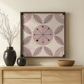 Atomic Floral Botanic Dots Mauve - Mid Century Modern Poster