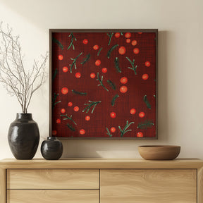 Holiday Branches &amp; Berries Burgundy Poster