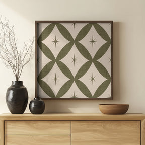 Atomic Star   Mid Century Starburst Olive Poster