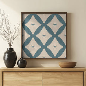 Atomic Star   Mid Century Starburst Slate Teal Poster