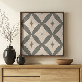 Atomic Star   Mid Century Starburst Taupe Poster