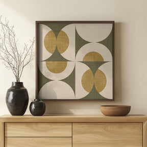 Retro Vintage Circle Fusion - Mid Century Orbs Olive - 50s Geometric Poster