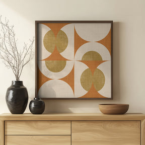 Retro Vintage Circle Fusion - Mid Century Orbs Ocher - 50s Geometric Poster