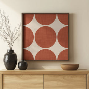 Modern Rust Red Retro Spheres-Mid Century Modern Poster