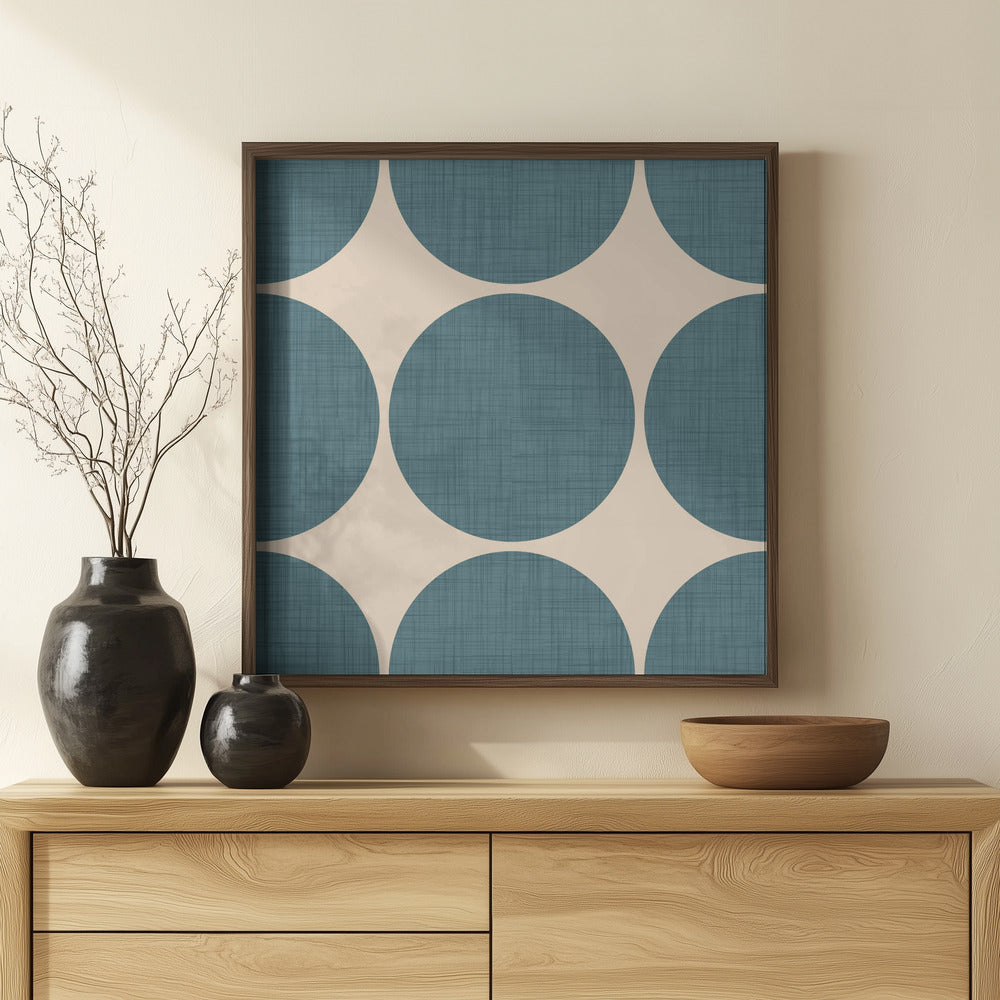 Modern Slate Teal Retro Spheres-Mid Century Modern Poster