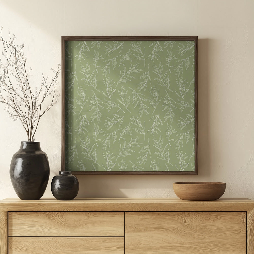 Olive Leaves Pattern Poster