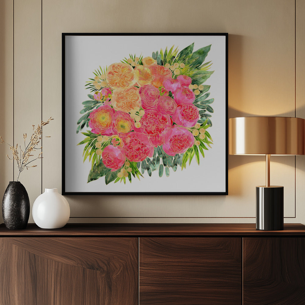 Rekha colorful watercolor bouquet Poster