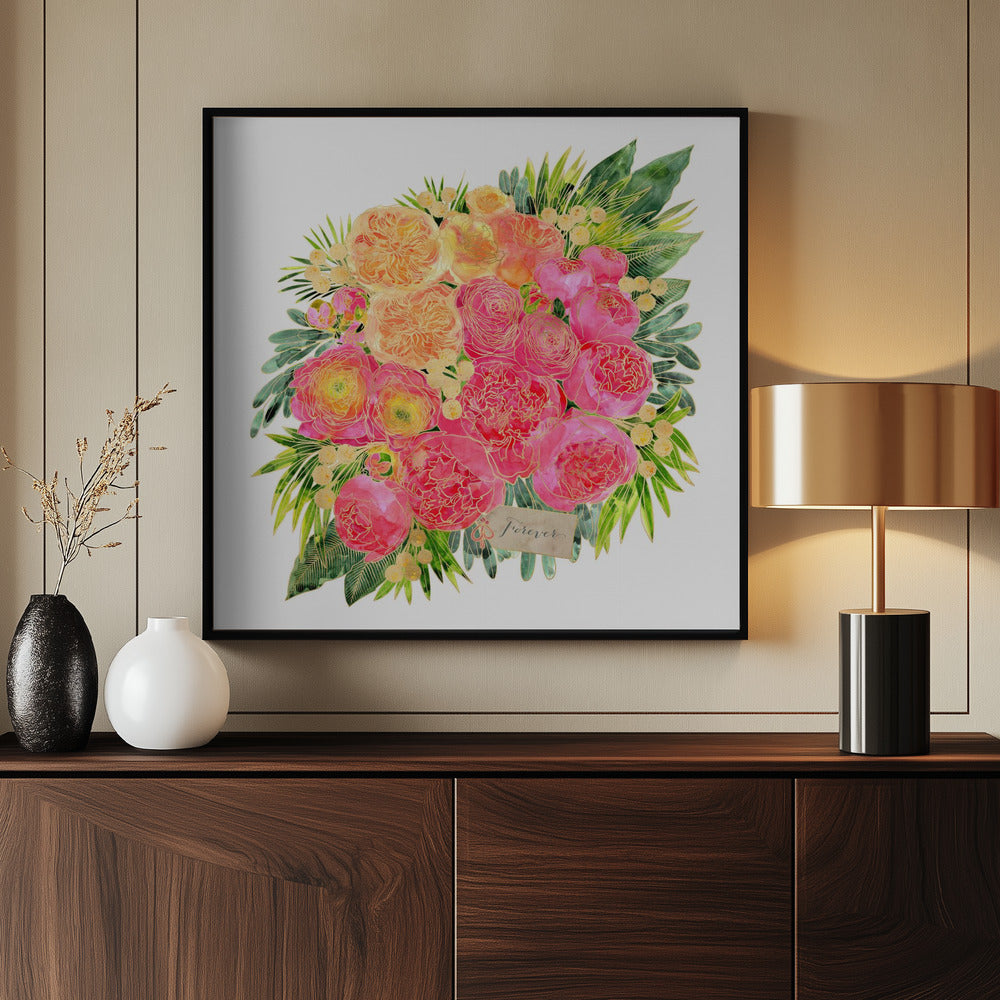 Forever Rekha colorful watercolor bouquet Poster