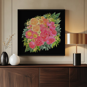 Colorful Rekha bouquet in black Poster