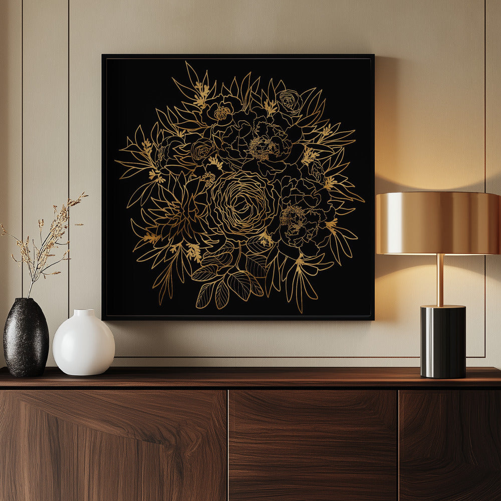 Nanette bouquet in gold and black Poster