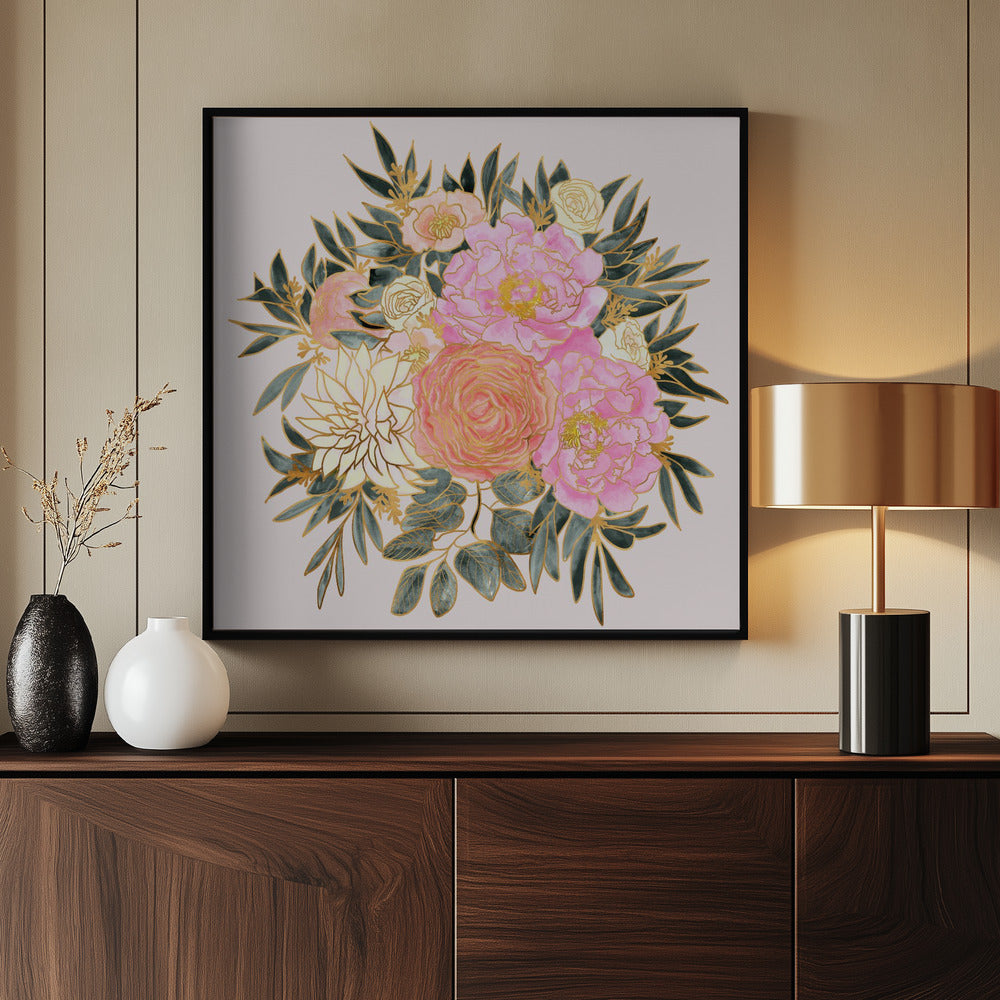 Nanette floral bouquet in pastels Poster