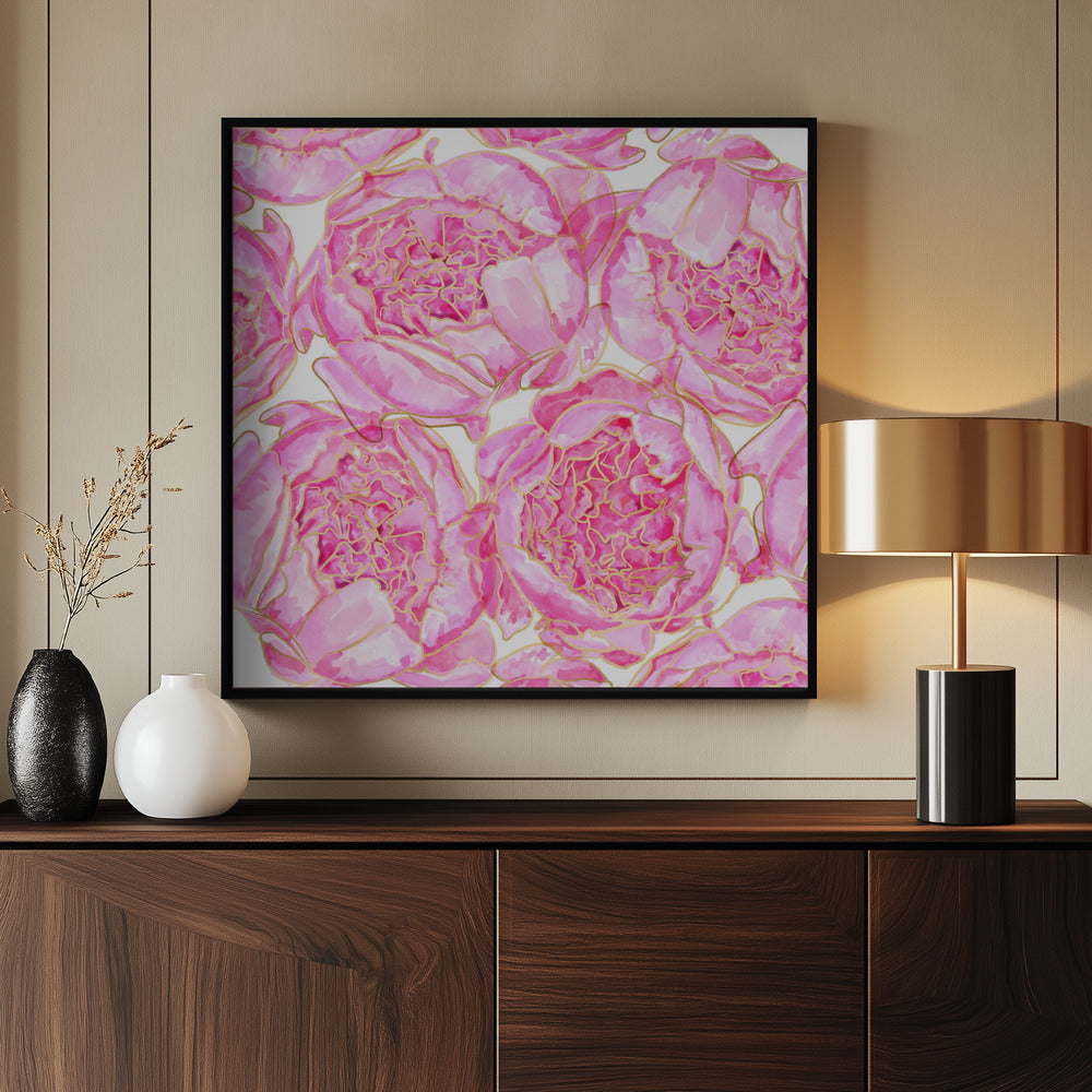 Sally's peonies pattern Poster