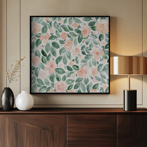 Miriam flowers in coral Poster