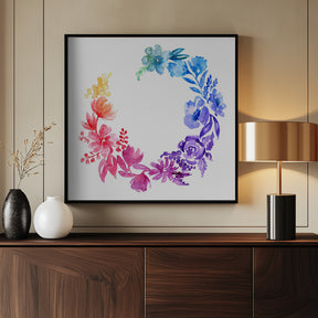 Ombre watercolor wreath Poster