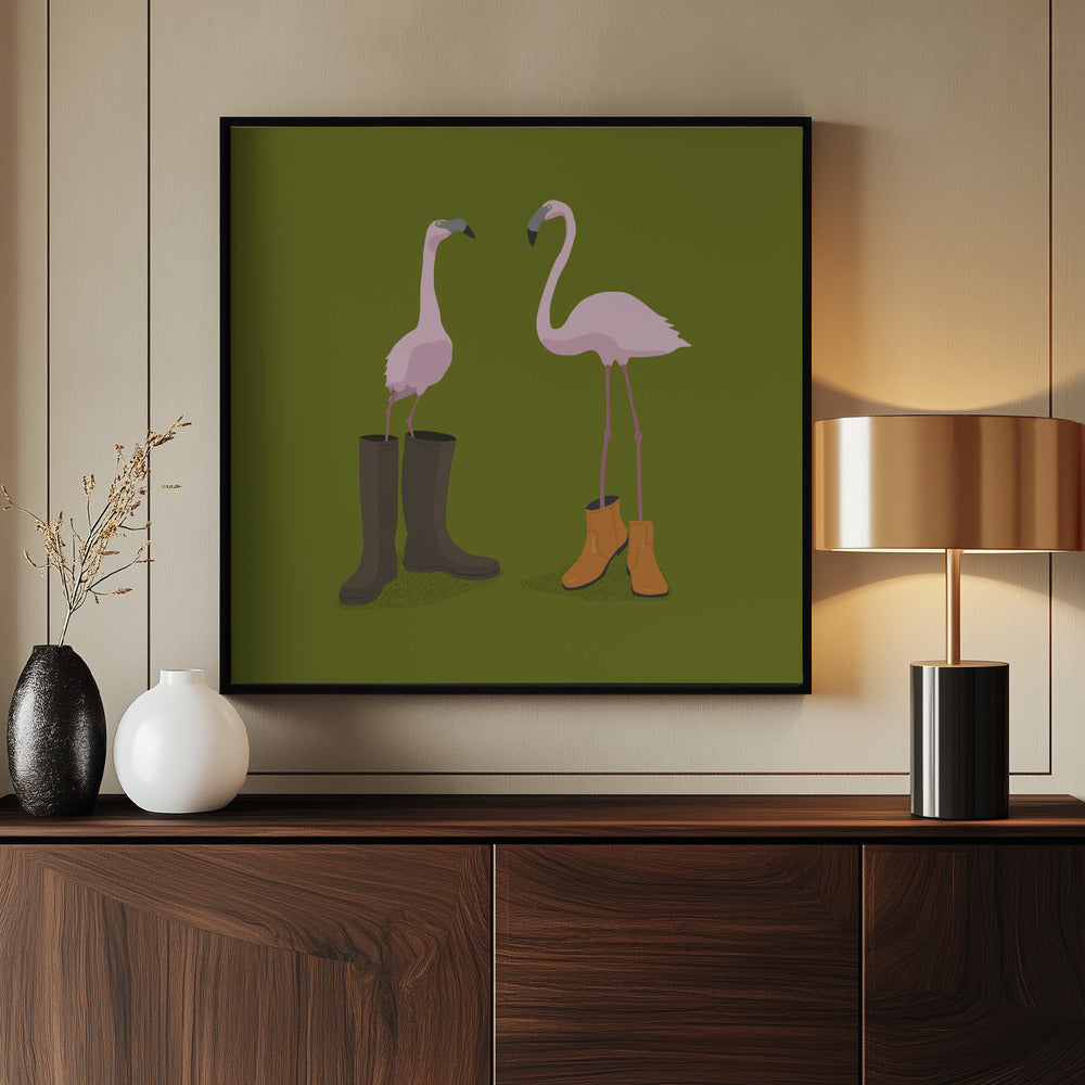 Fashion Flamingos Poster