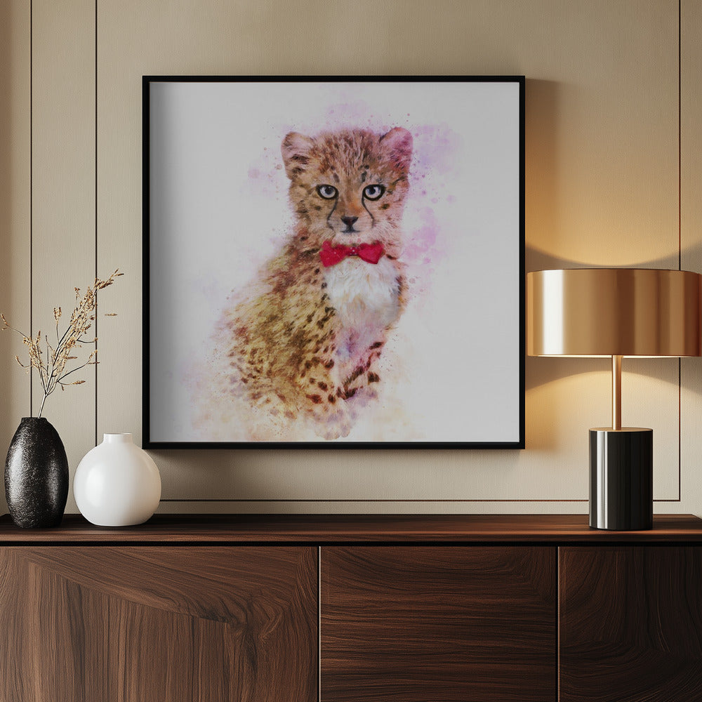 Baby Cheetah Watercolor Poster