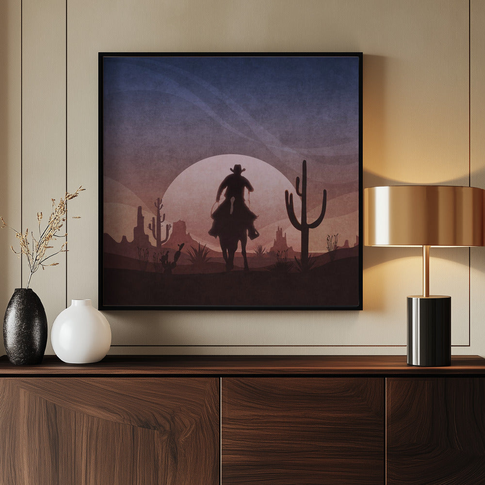 Cowboy Sunset Poster