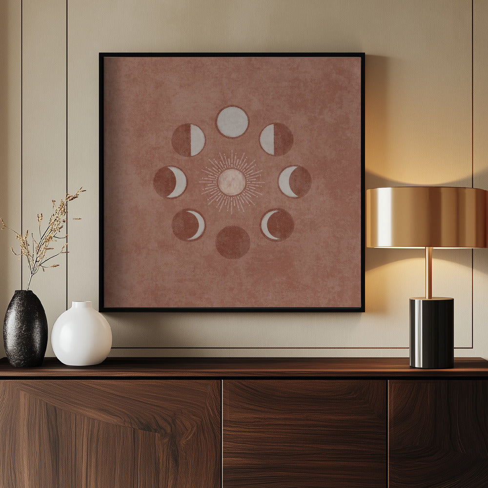 Somon Sun and Circle Moon Phase Poster