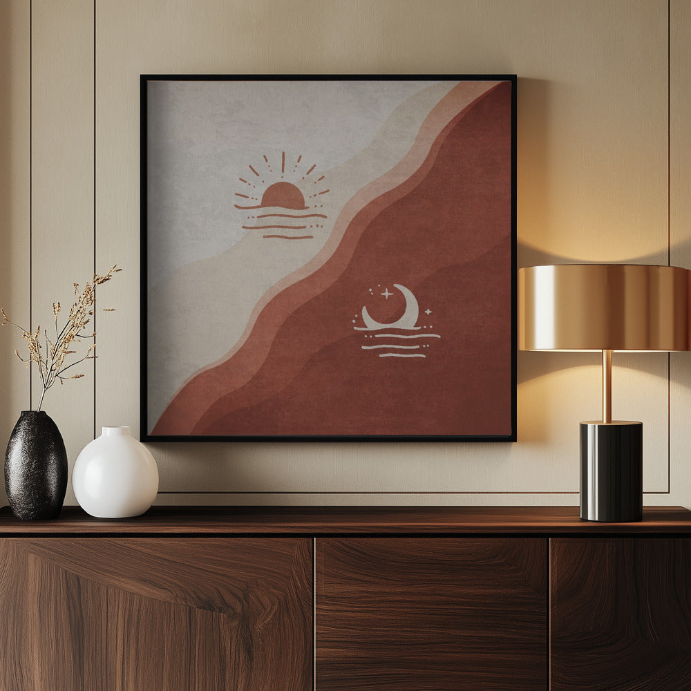 Moon and Sun Terracotta Poster