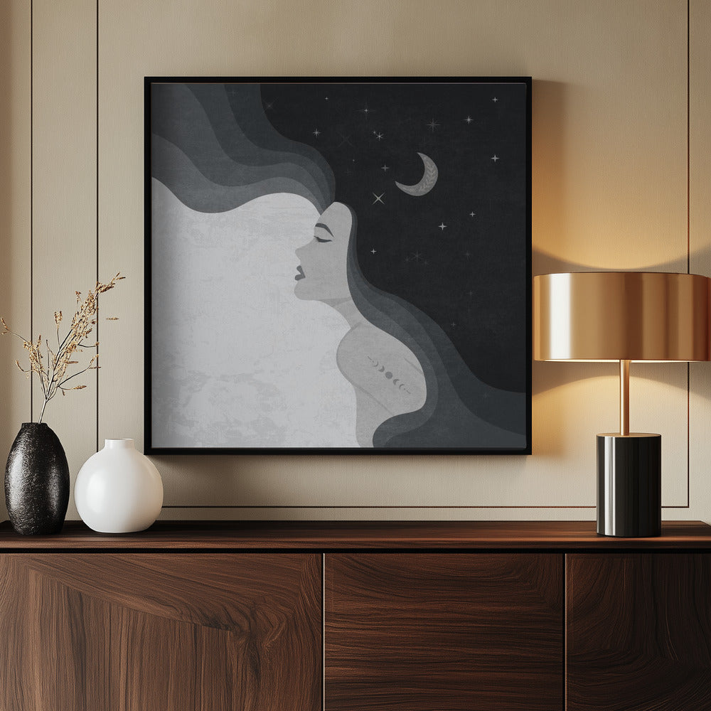 Moon Lady Bw Poster