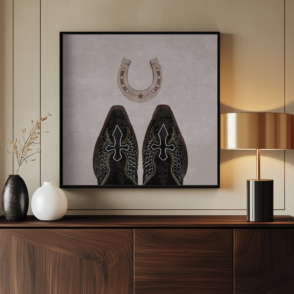 Cowboy Boots and Horseshoe Poster